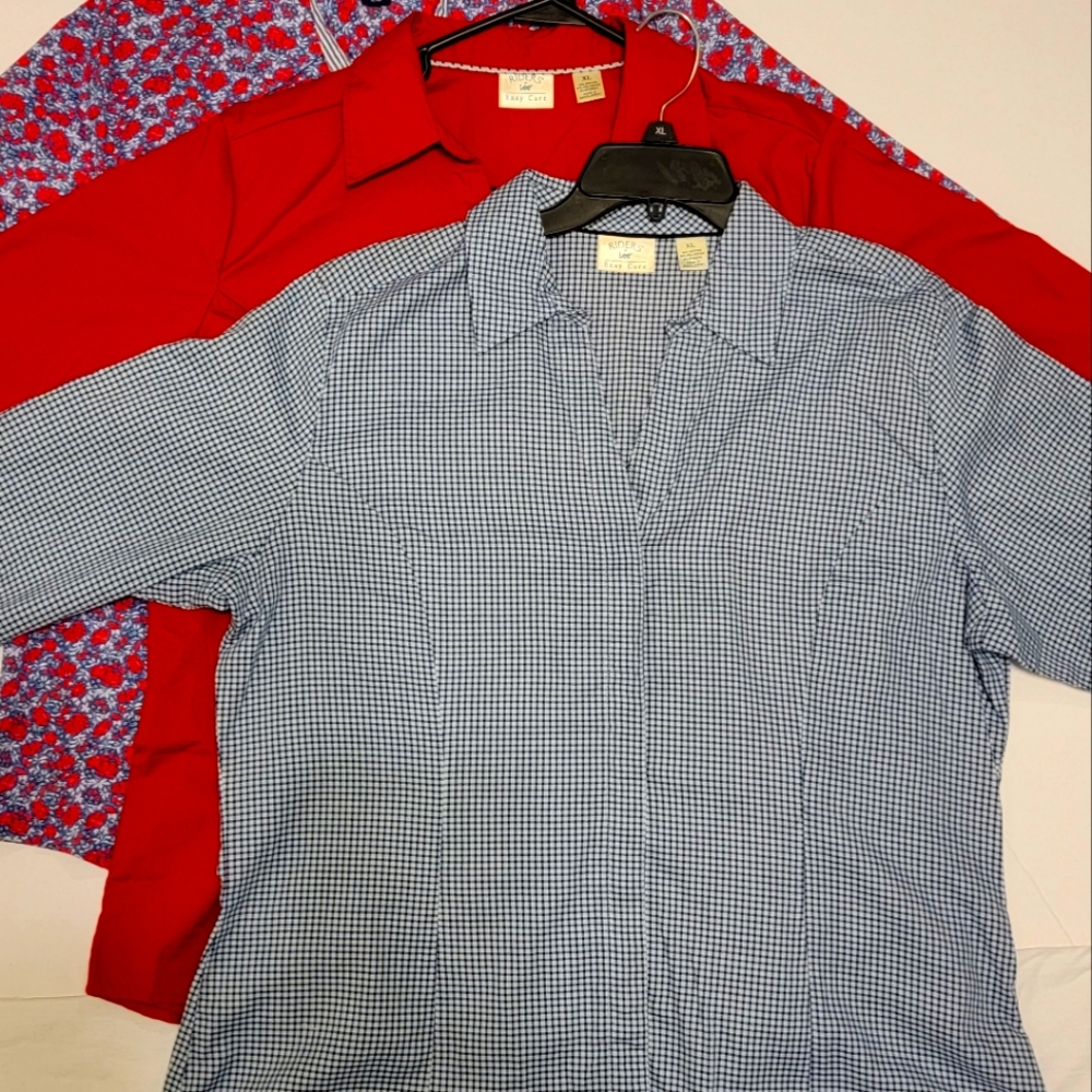 Rider by Lee XL, blue, red, floral patterns.